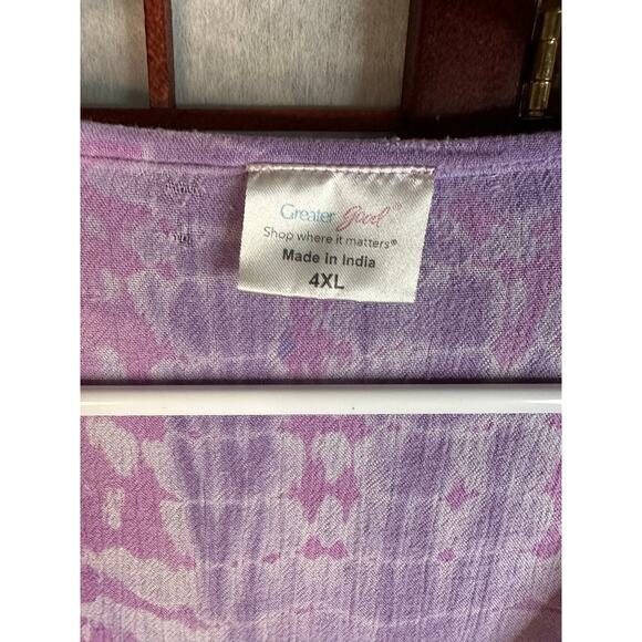 Greater Good tie dye v-neck blouse Size 4X bell sleeves - Picture 2 of 5